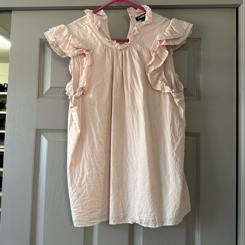 Express Light Pink Ruffle Top